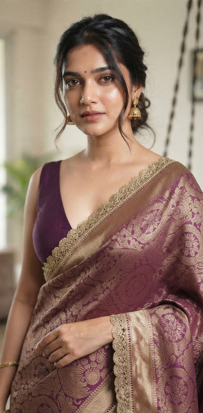 Banarasi Silk Embroidery Lace Saree with Blouse