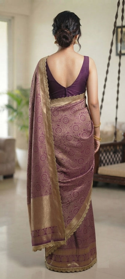 Banarasi Silk Embroidery Lace Saree with Blouse