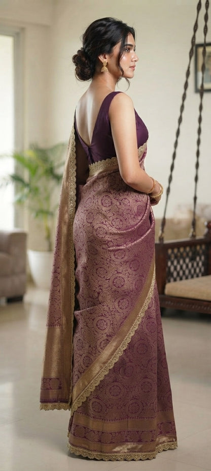 Banarasi Silk Embroidery Lace Saree with Blouse