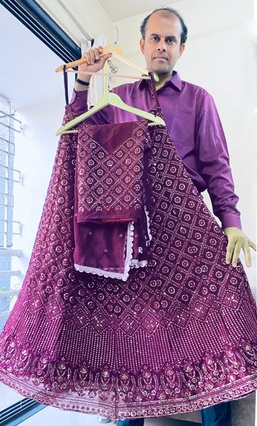 Wine Georgette Lehenga For Function Wear