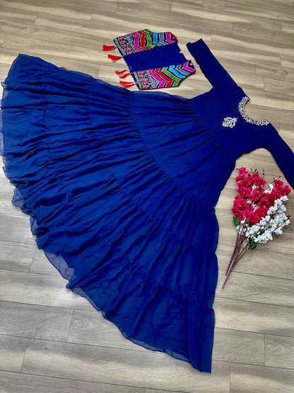 Blue Mother Daughter Gown Combo with jacket