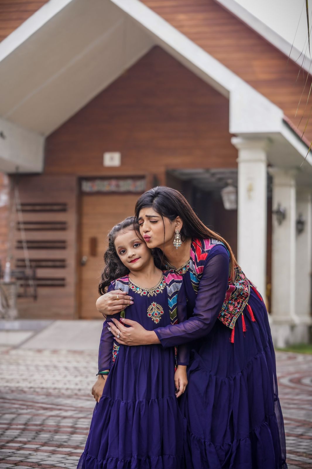 Blue Mother Daughter Gown Combo with jacket