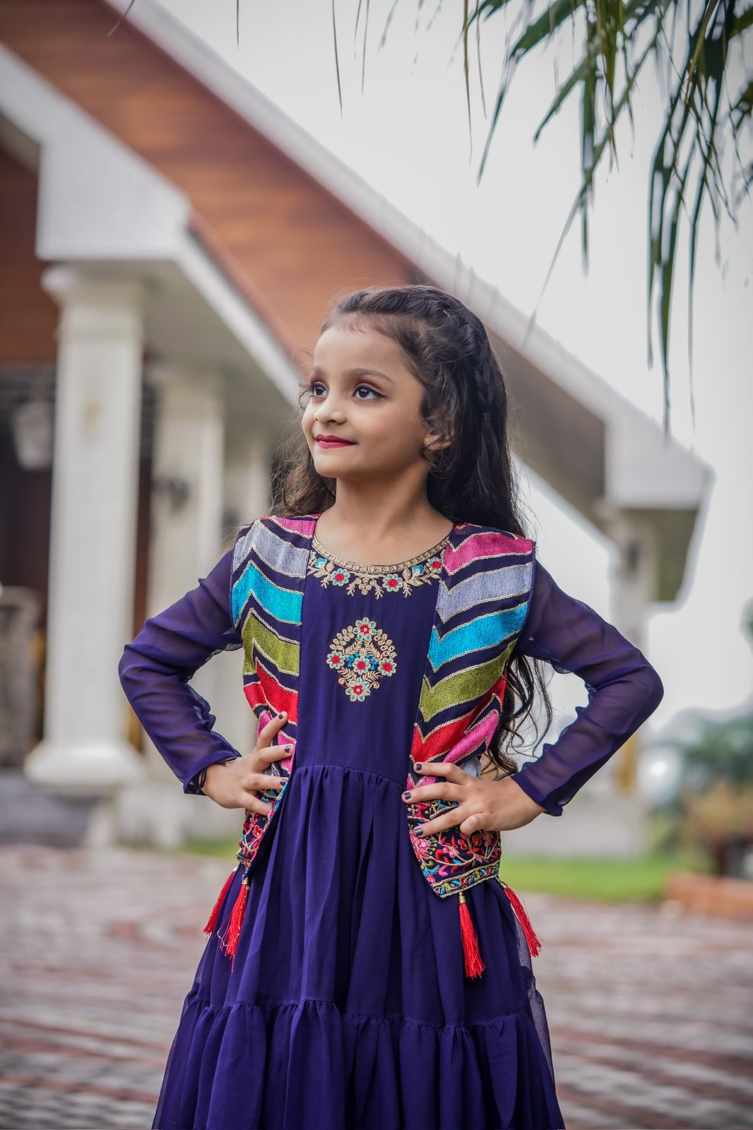 Blue Mother Daughter Gown Combo with jacket