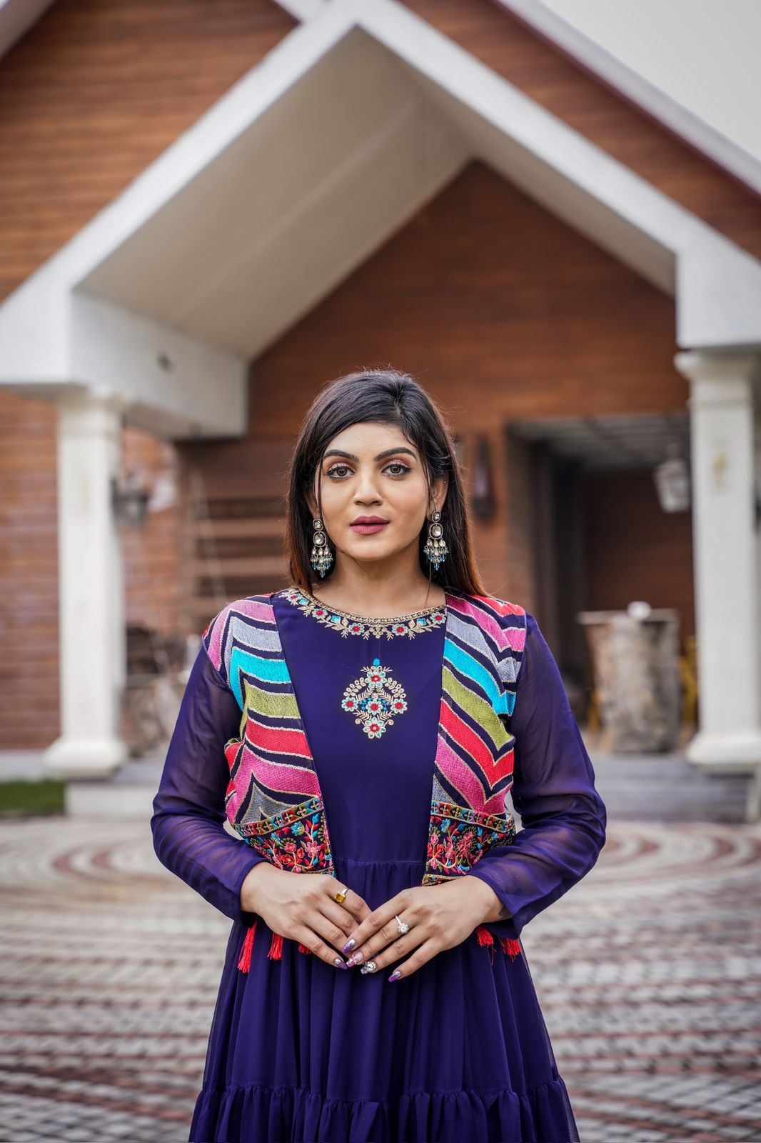 Blue Mother Daughter Gown Combo with jacket