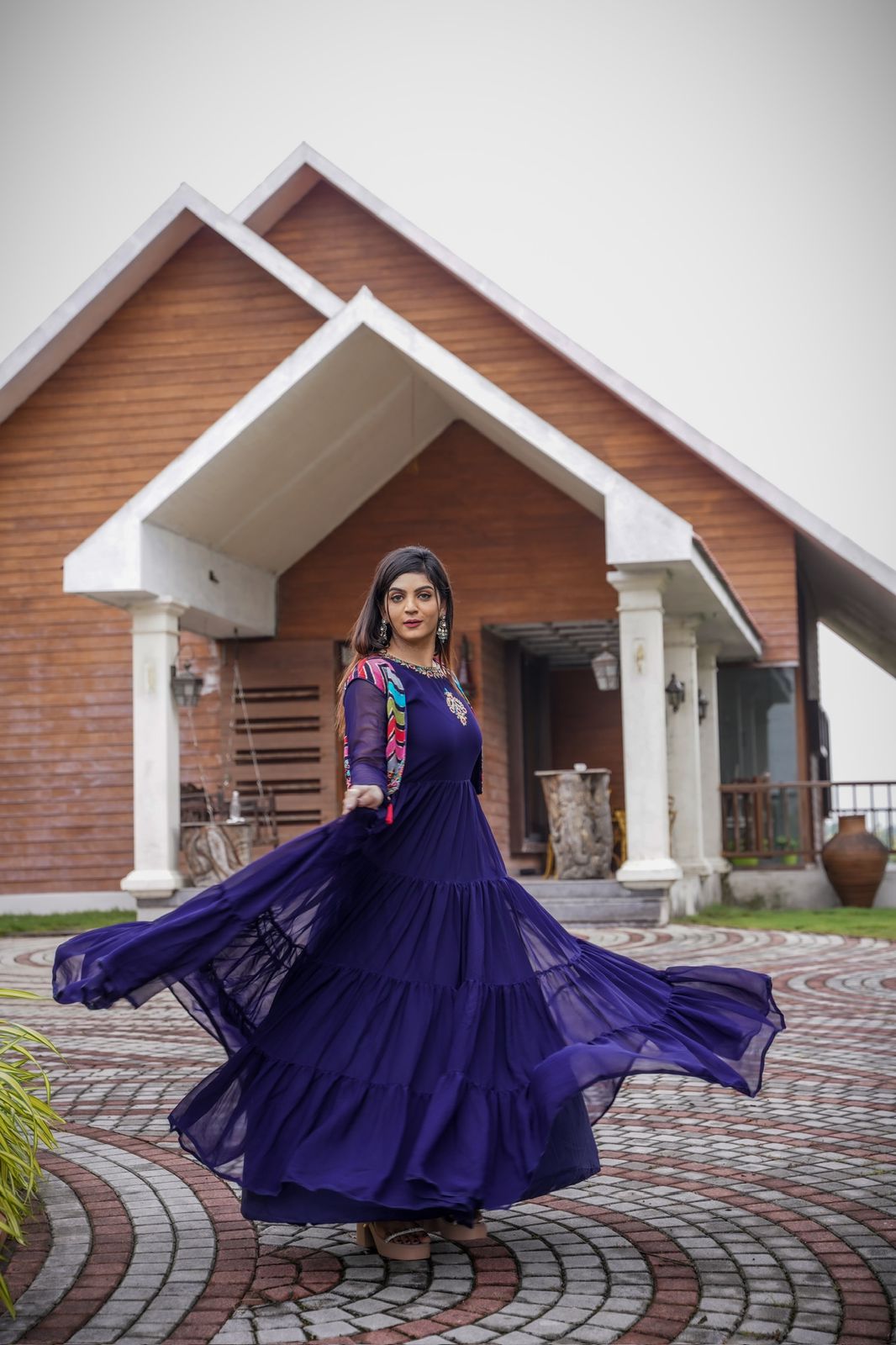 Blue Mother Daughter Gown Combo with jacket