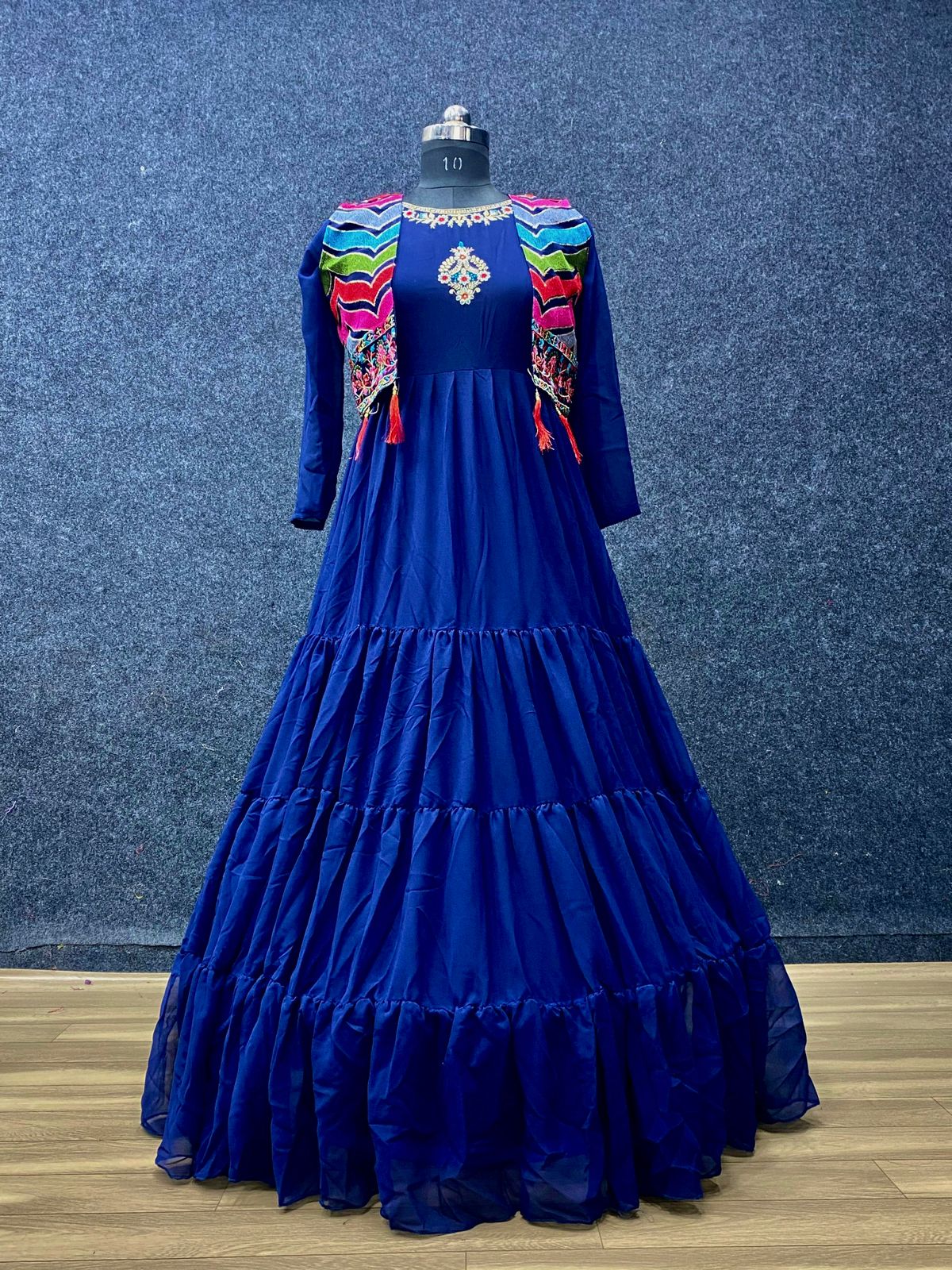 Blue Mother Daughter Gown Combo with jacket