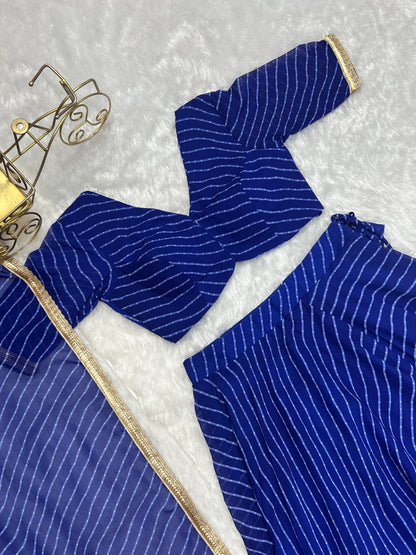 Blue Leheriya Print Georgette Lehenga Choli For Women