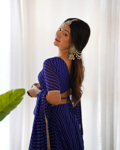 Blue Leheriya Print Georgette Lehenga Choli For Women