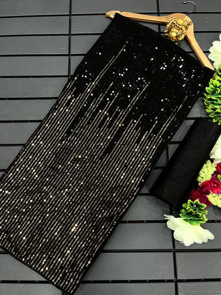 Saree Black in Georgette With Embroidery Work