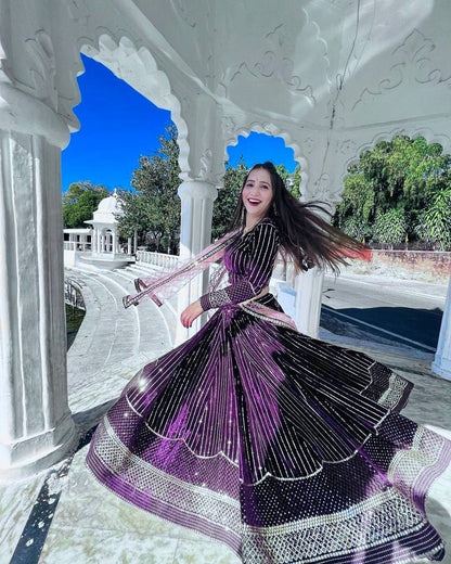 Purple Embroidered Attractive Party Wear viscose Velvet Lehenga choli