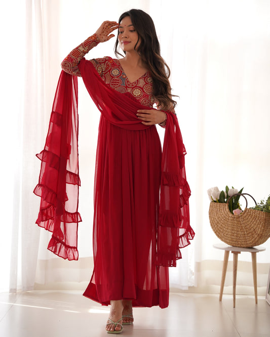 Ville Fashion Women Long Kurta Dupatta Set