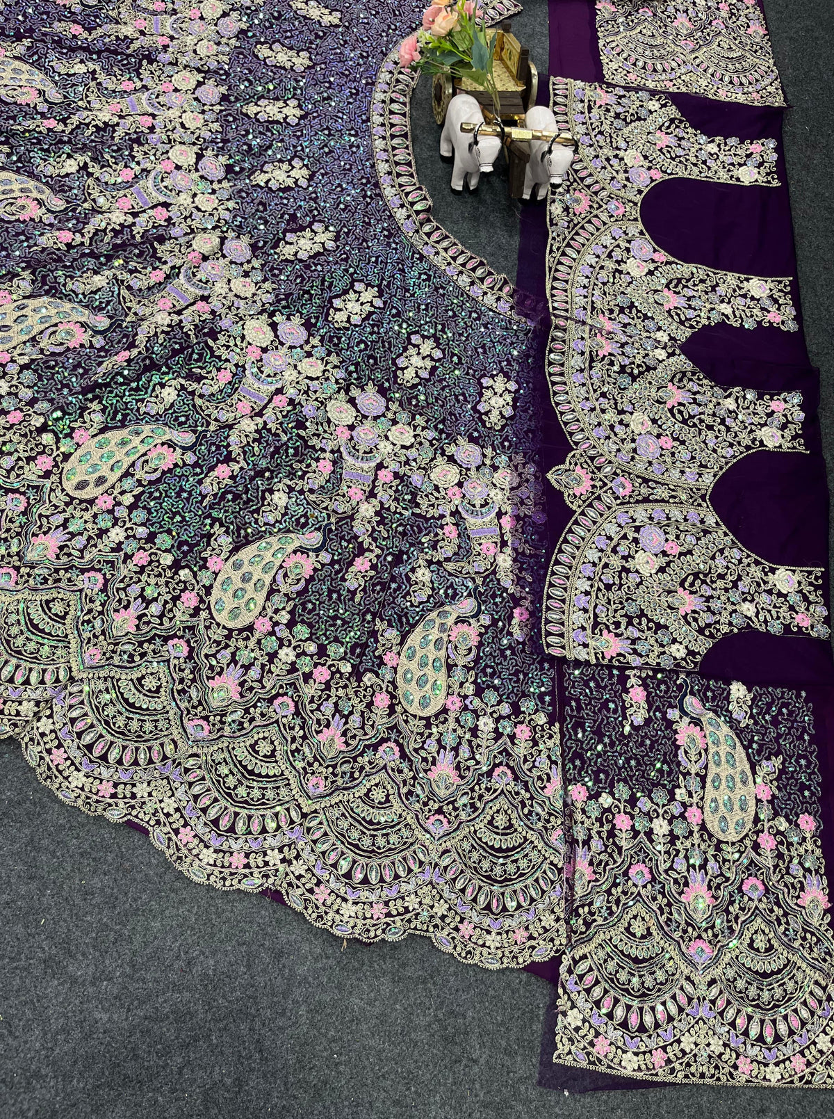 Purple Color Net Latest Lehengas For Women