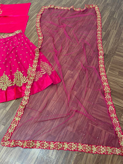 Pink color party wear embroidery work lehenga choli