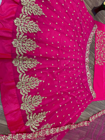Pink color party wear embroidery work lehenga choli
