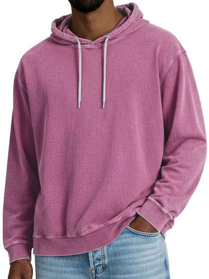 Casual Solid Color Hooded Long-sleeved Sweatshirt Men