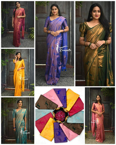 Amazing Jacquard silk rich pallu saree with blouse