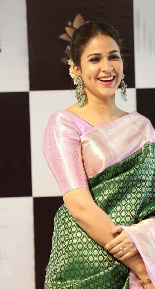 Party Wear Jacquard silk rich pallu saree with blouse