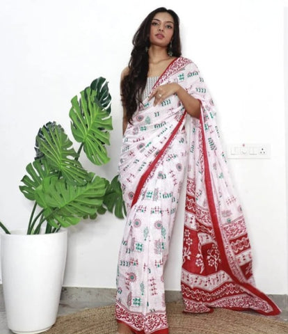 Soft Art Linen Digital printed saree