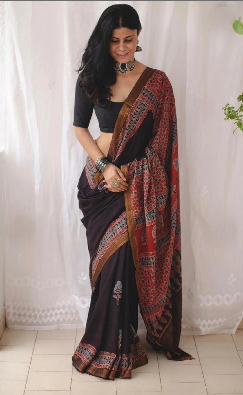 Latest Digital Printed Mono Cotton Saree with blouse
