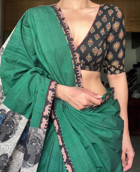 Amazing latest Printed mono Cotton Linen Saree With Blouse