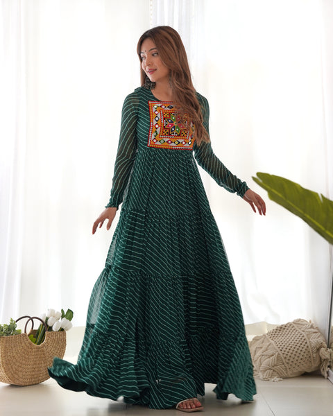 Laheriya Print Anarkali Gown 7 Meter Flair