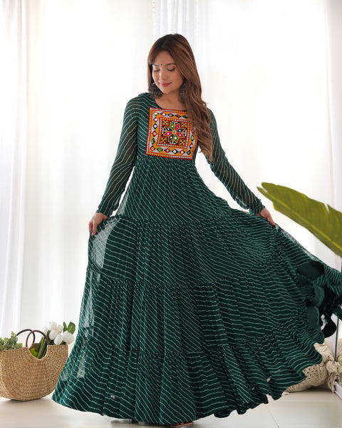 Laheriya Print Anarkali Gown 7 Meter Flair