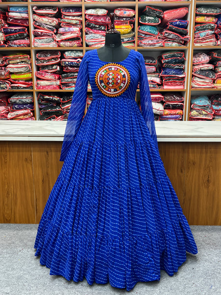 Laheriya Print Anarkali Gown 7 Meter Flair