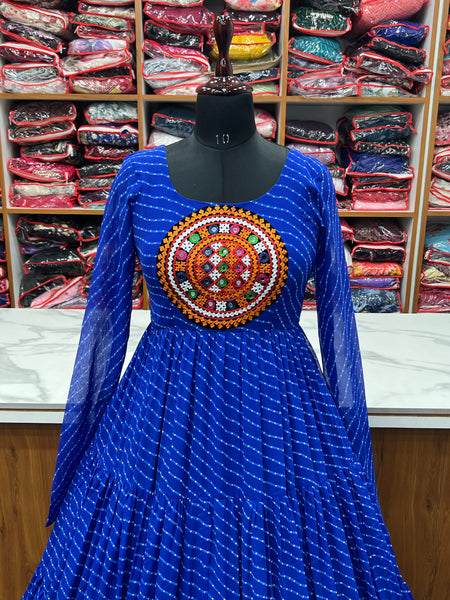 Laheriya Print Anarkali Gown 7 Meter Flair