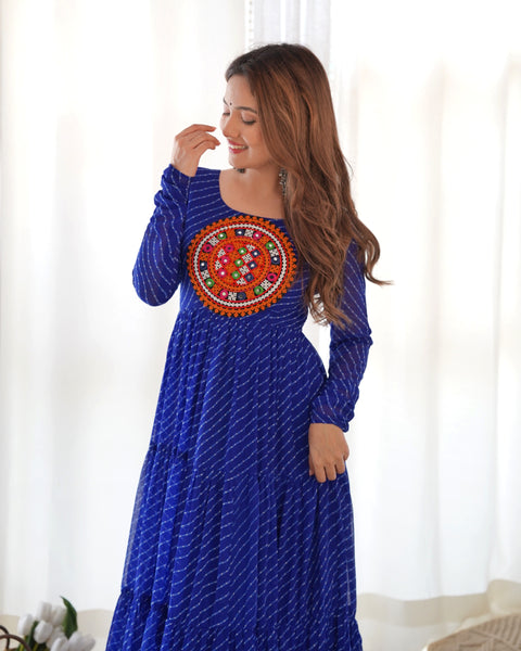 Laheriya Print Anarkali Gown 7 Meter Flair