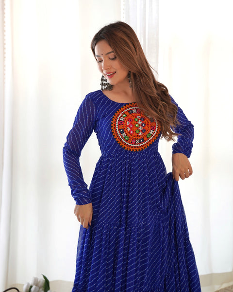 Laheriya Print Anarkali Gown 7 Meter Flair