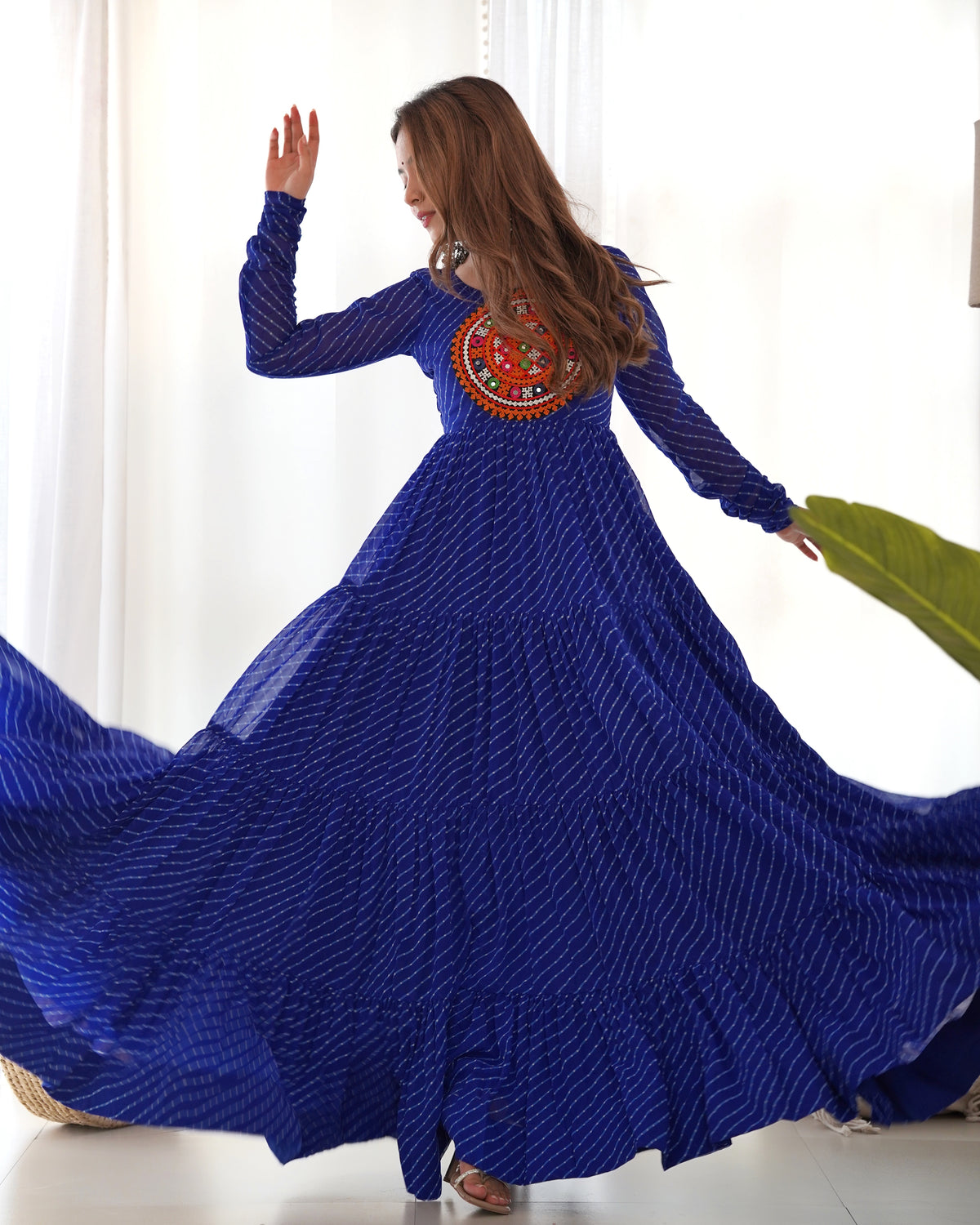 Laheriya Print Anarkali Gown 7 Meter Flair
