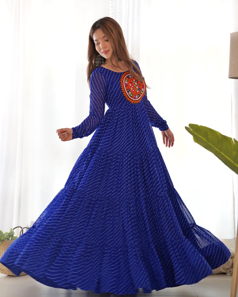 Laheriya Print Anarkali Gown 7 Meter Flair