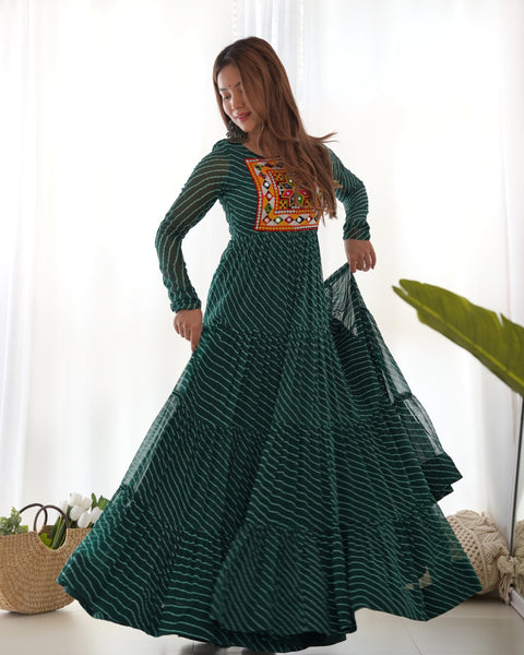 Laheriya Print Anarkali Gown 7 Meter Flair