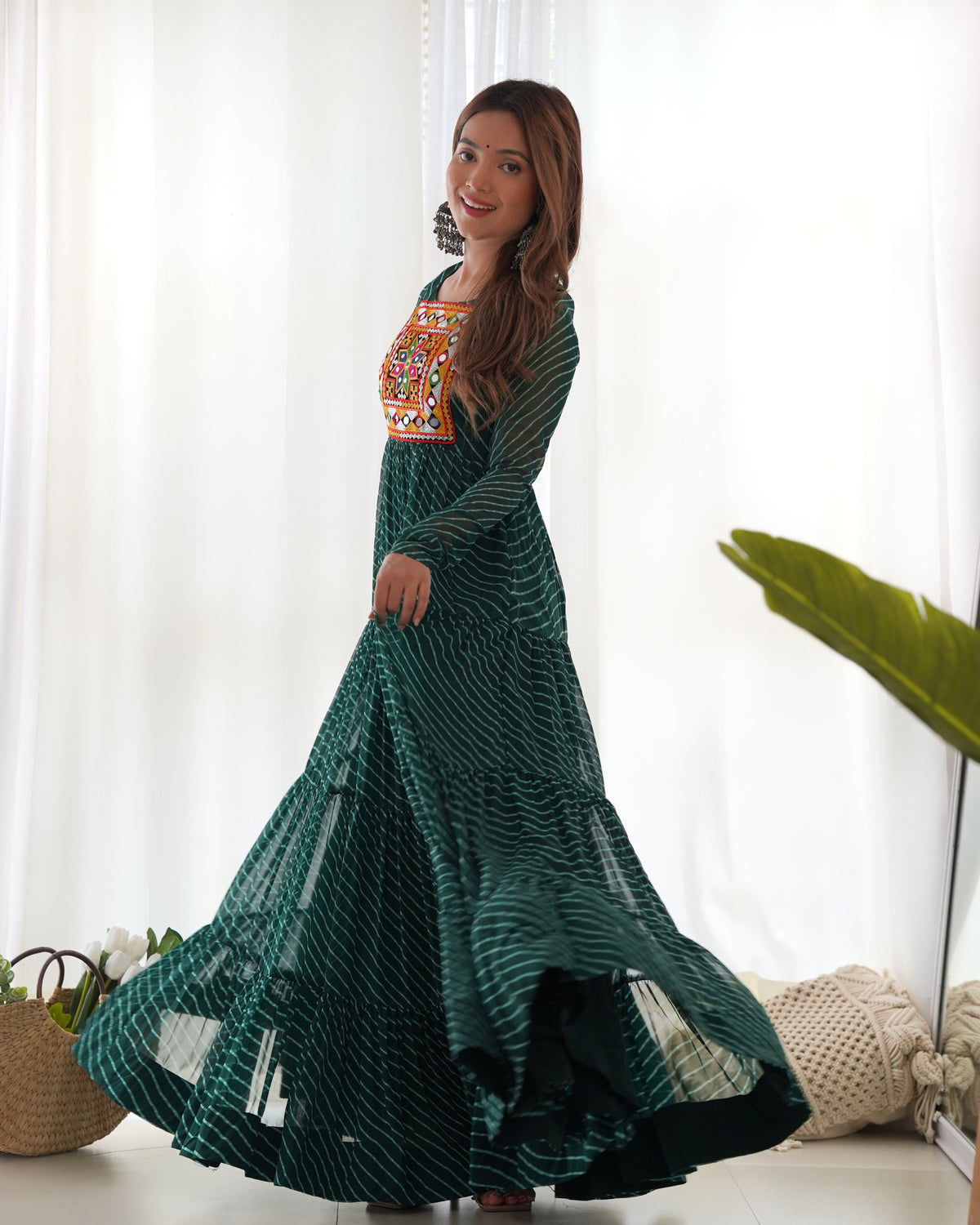 Laheriya Print Anarkali Gown 7 Meter Flair