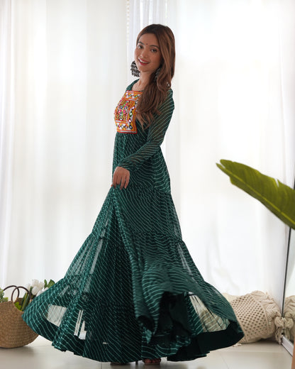 Laheriya Print Anarkali Gown 7 Meter Flair
