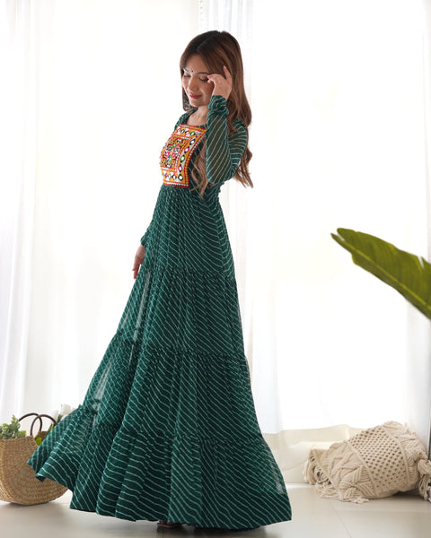 Laheriya Print Anarkali Gown 7 Meter Flair