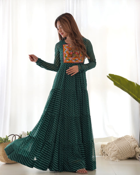 Laheriya Print Anarkali Gown 7 Meter Flair