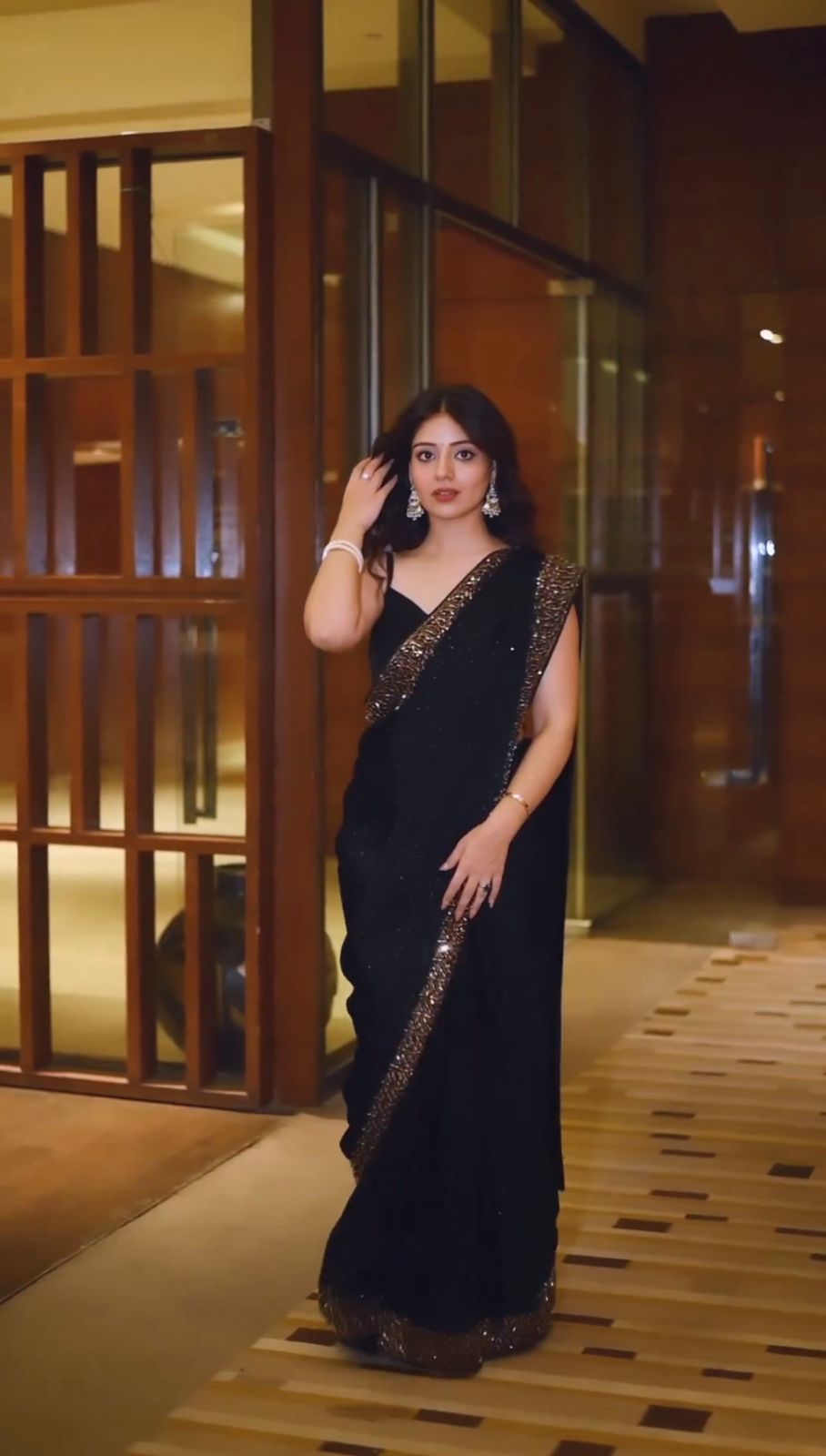 Black Georgette Embroidery Saree with blouse