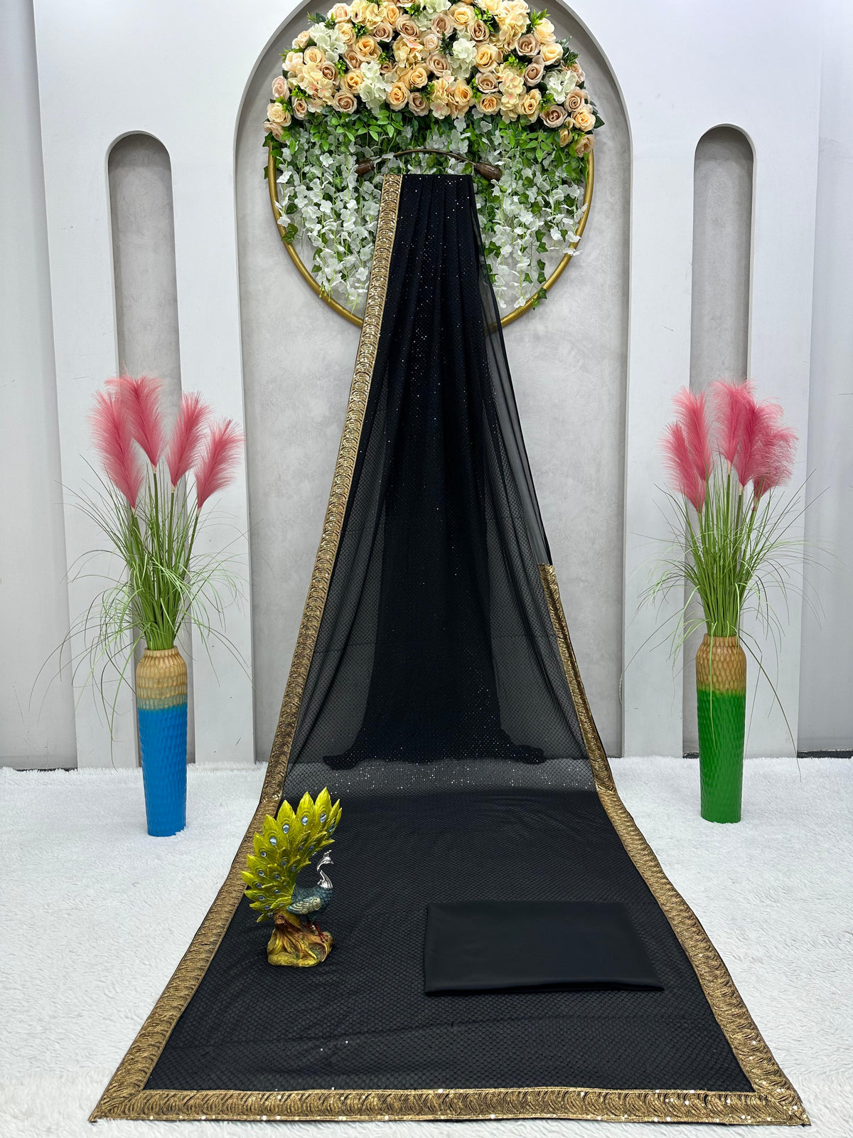 Black Georgette Embroidery Saree with blouse