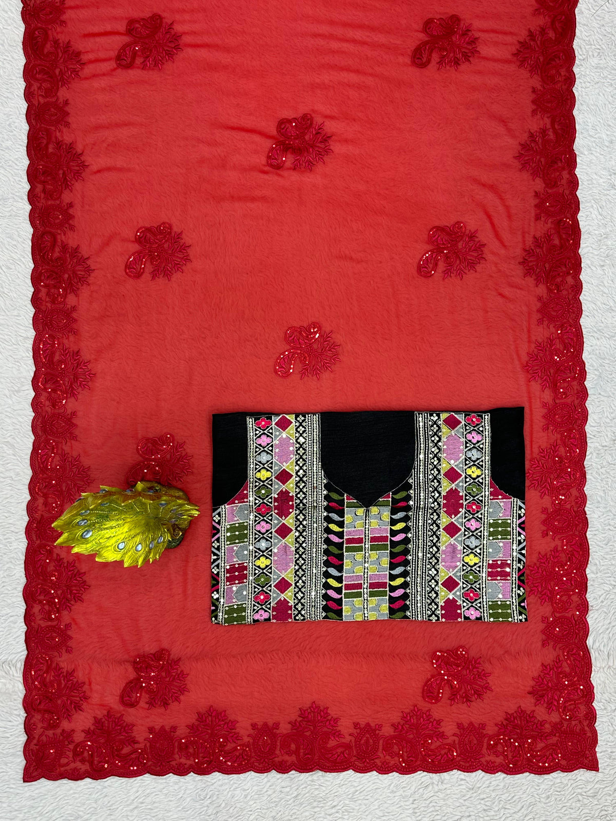 Red Color Designer Georgette Saree with blouse