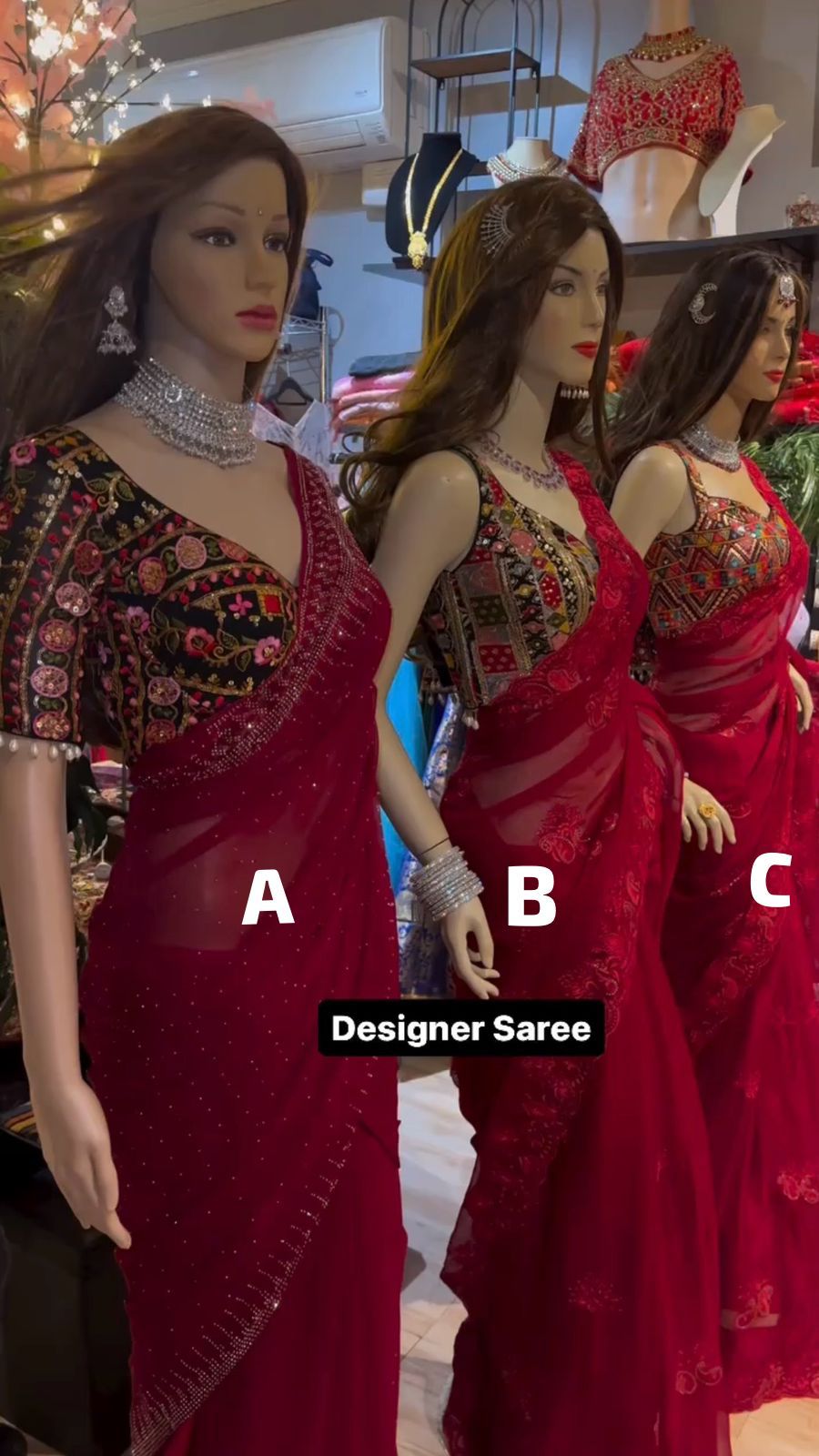 Red Color Designer Georgette Saree with blouse