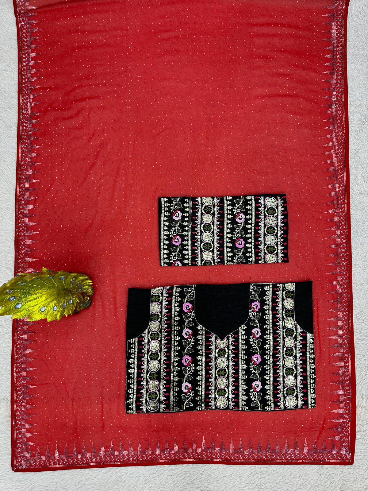 Red Color Designer Georgette Saree with blouse
