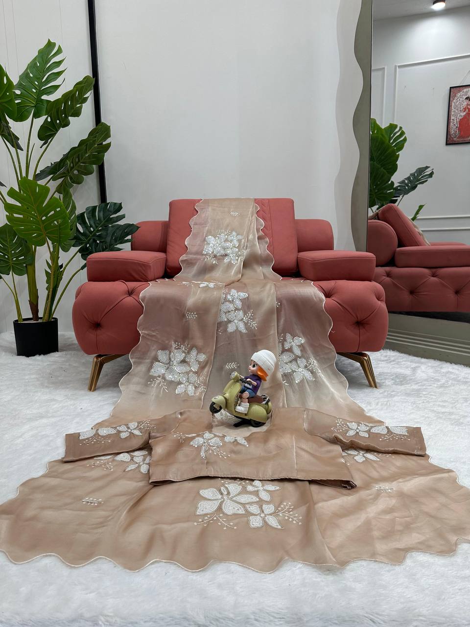 Latest Designer Jimmy Chu Fabric Saree with Blouse For Women