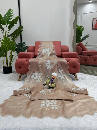 Latest Designer Jimmy Chu Fabric Saree with Blouse For Women