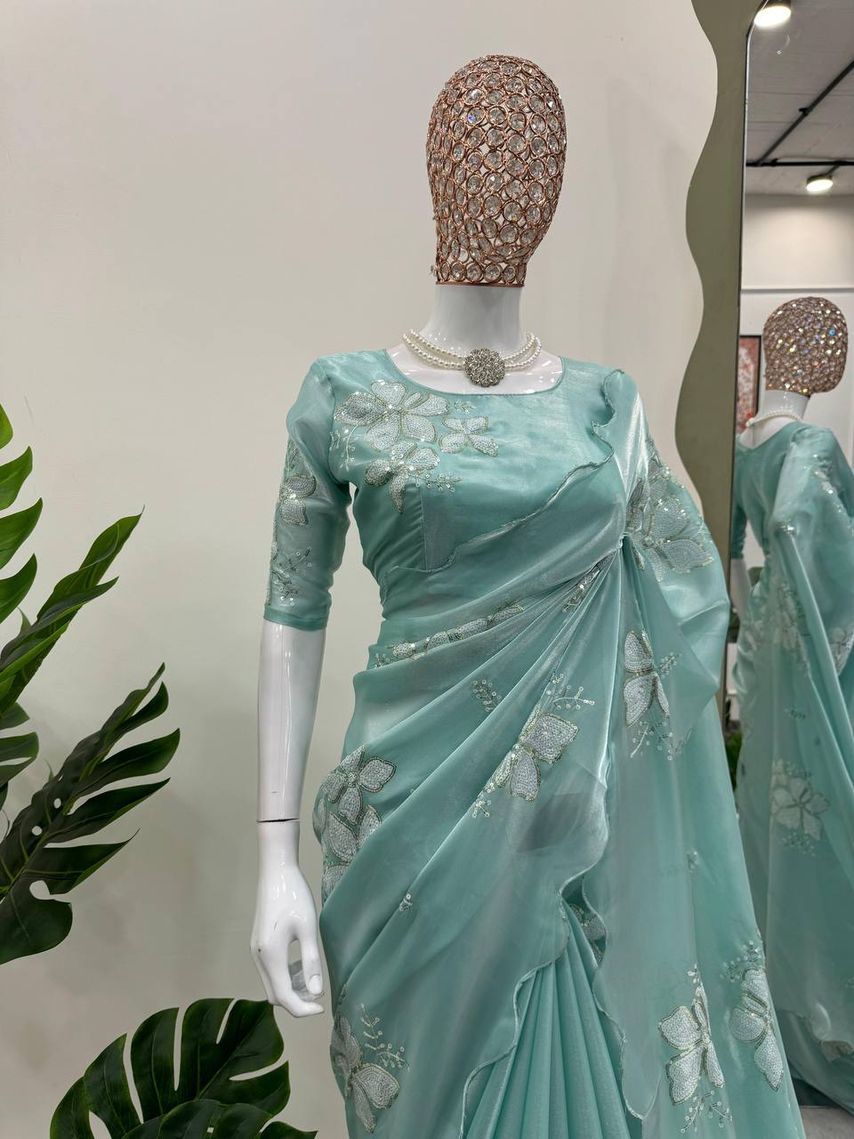 Latest Designer Jimmy Chu Fabric Saree with Blouse For Women