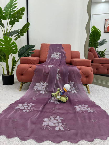 Latest Designer Jimmy Chu Fabric Saree with Blouse For Women