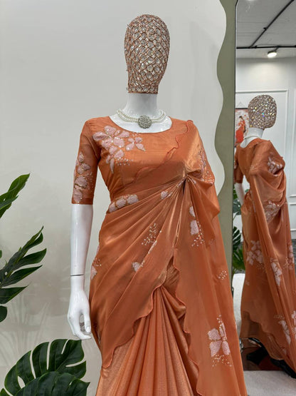 Latest Designer Jimmy Chu Fabric Saree with Blouse For Women