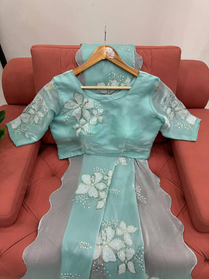 Latest Designer Jimmy Chu Fabric Saree with Blouse For Women