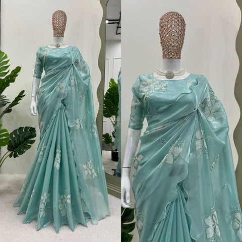 Latest Designer Jimmy Chu Fabric Saree with Blouse For Women