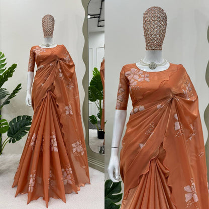 Latest Designer Jimmy Chu Fabric Saree with Blouse For Women
